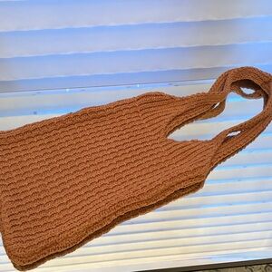 Brown Knit Tote Bag